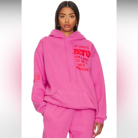 NWOT sweatshirt It costs 0$ to be a nice person" pink hoodie - Picture 2 of 5
